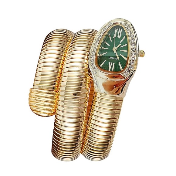 Accessories - Serpenti Watch Gold and Green Quartz Watch